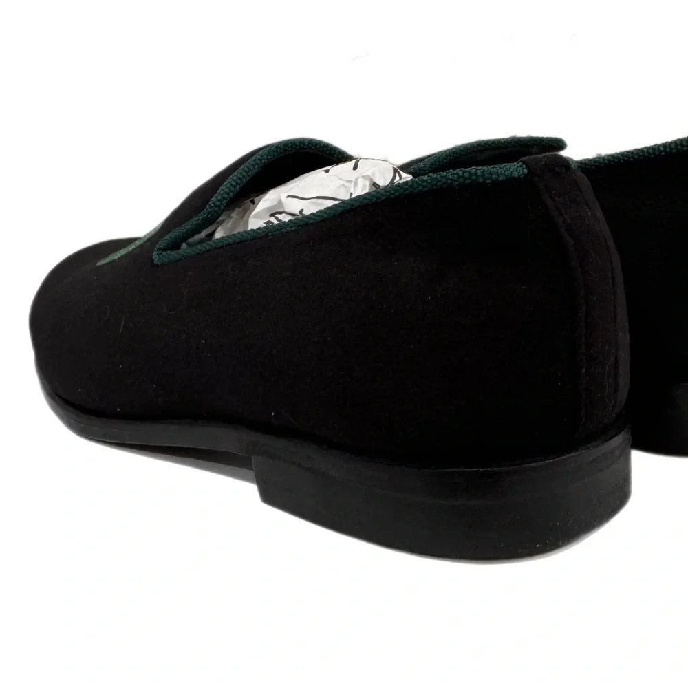 May Anthony Monogram “M” Black Velvet  Loafers Handmade Men’s 8 NIB Preppy Shoe